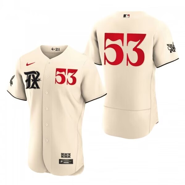 Men's Texas Rangers #53 Adolis García Cream 2023 City Connect Flex Base Stitched Baseball Jersey